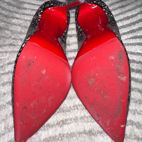 Christian Louboutin So Pretty Black Patent Leather Glitter Pump So Kate 120 - Picture 3 of 5